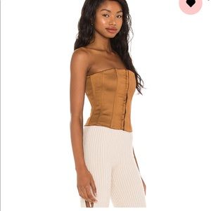 Danielle Guizio satin corset top in brown